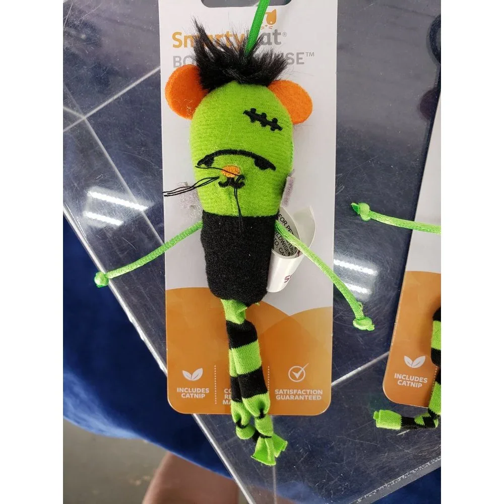 SmartyKat Bouncy Mouse Cat Toy Bungee Toy Frankenkitty Set‎ of 2